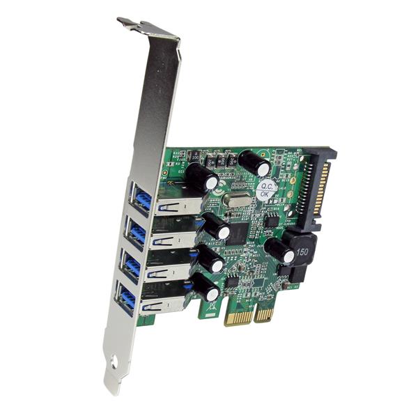Startech.com PEXUSB3S4V 4-Port PCI Express SuperSpeed USB 3.0 Controller Card with UASP - 5Gbps - USB 3.0 Expansion Card with SATA Power (PEXUSB3S4V)
