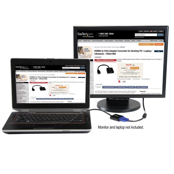 Startech.com HD2VGAE2 Adattatore HDMI a VGA - Convertitore HDMI a VGA per Portatili desktop/laptop/ultrabook - 1920 x 1080