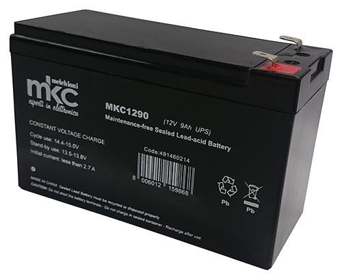 12V 9Ah rechargeable lead-acid battery with 6.3mm Faston terminal MKC
