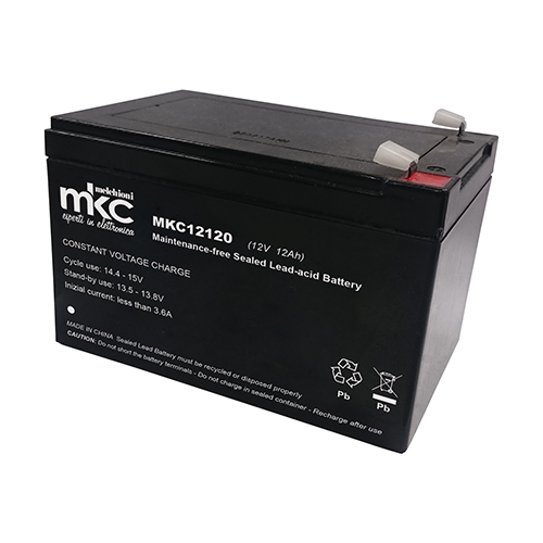 Batteria al piombo ricaricabile 12V 12Ah terminale faston 6.3mm MKC