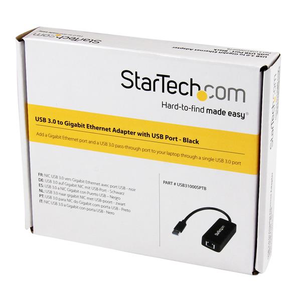 Startech.com USB31000SPTB Adattatore Ethernet USB 3.0 a RJ45 - Adattatore di rete USB 3.0 NIC con porta USB Passthrough integrata (USB31000SPTB)