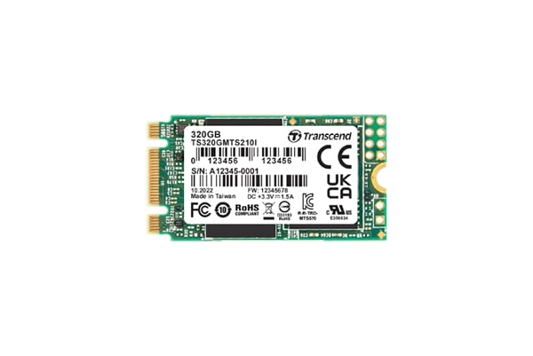 Memory 40GB, M.2 2242 SSD, SATA3 B+M Key, 3D TLC BiCS5, SLC mode, wide temp. TS40GMTS210I