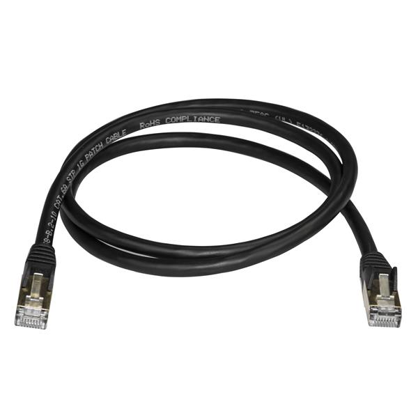 Startech.com 6ASPAT1MBK 1m CAT6a Ethernet Cable - 10 Gigabit Shielded Snagless RJ45 100W PoE Patch Cord - 10GbE STP Network Cable w/Strain Relief - Black Fluke Tested/Wiring is UL Certified/TIA (6ASPAT1MBK)
