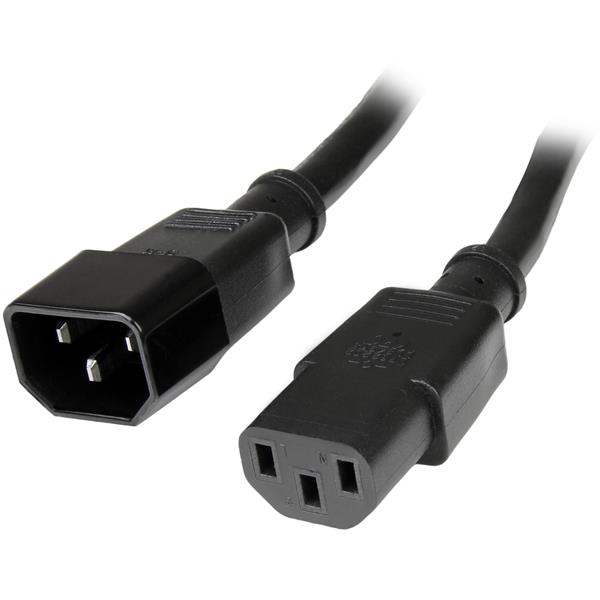 Startech.com PXT1001M Cavo Prolunga di Alimentazione da 1 m, Prolunga Elettrica da C14 a C13, 10A-125V, 18AWG; Cavo di Alimentazione AC IEC-320 per PC Computer , Certificato UL (PXT1001M)
