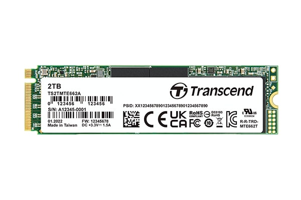 Memory 2T, M.2 2280, PCIe Gen3x4, M-Key, 3D TLC BiCS4, 8CH, extended temp., TCG OPAL TS2TMTE662A
