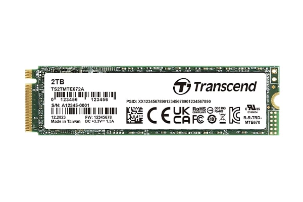 Memory 128GB, M.2 2280, PCIe Gen3x4, NVMe, 3D TLC BiCS5, DRAM-less, PE: 3K, TCG OPAL, eDrive TS128GMTE672A