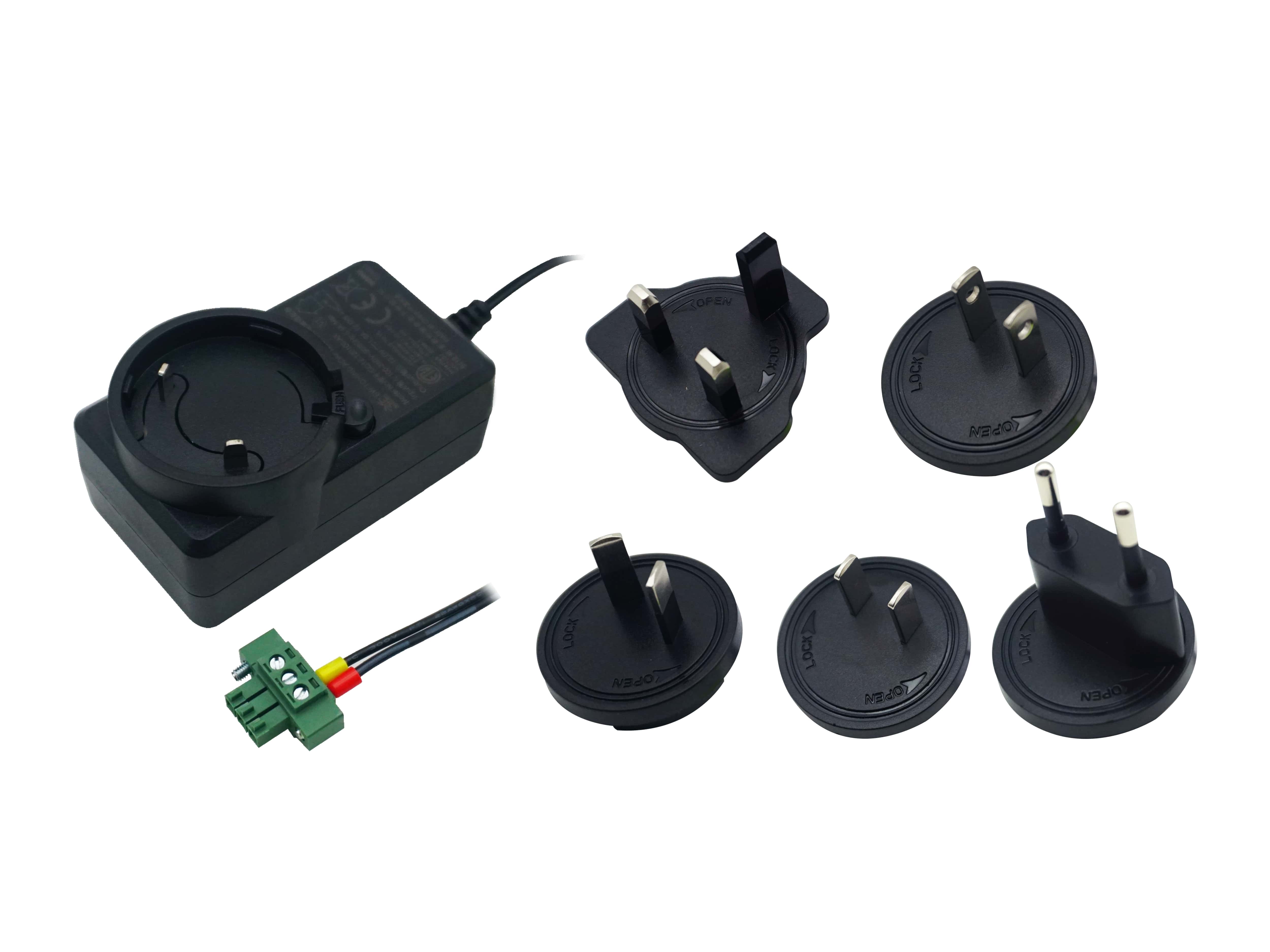 Power Supply S011043: EU+US+UK+AU plug, input 100 to 240VAC, output 12V