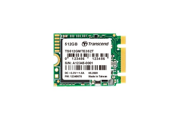 Memory 512GB, M.2 2230, PCIe Gen3x2, B+M Key, 3D TLC BiCS4, DRAM-less, PE: 3K TS512GMTE352T