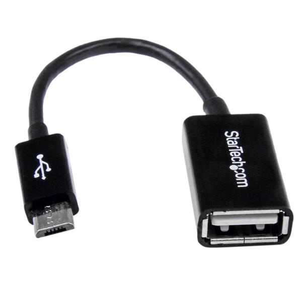 Startech.com UUSBOTG Cavo Adattatore micro USB a USB femmina OTG da viaggio - Connettore micro USB a USB 12cm M/F - Nero