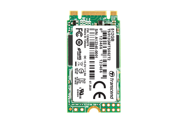 512GB, M.2 2242 SSD, SATA3 B+M Key, 3D TLC BiCS4, PE: 3K, 30u”, Wide Tem
