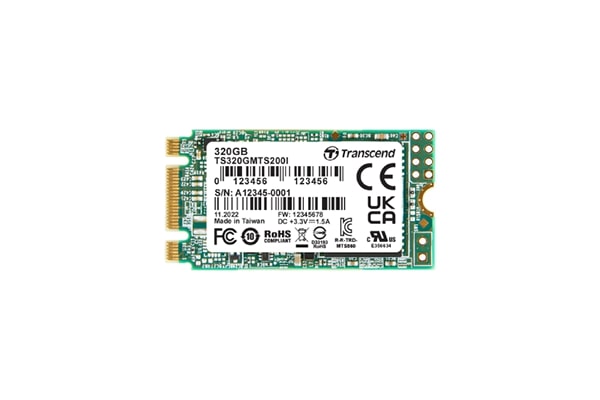 Memory 40GB, M.2 2242 SSD, SATA3 B+M Key, 3D TLC BiCS5, DRAMless, SLC mode, wide temp. TS40GMTS200I