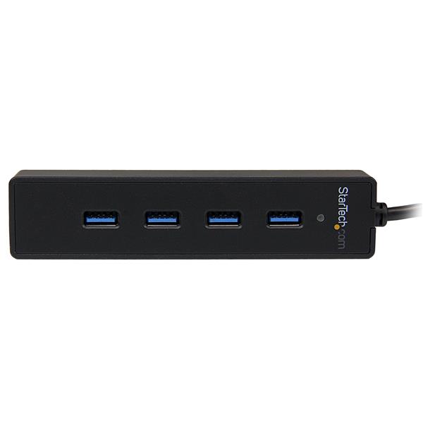 Startech.com ST4300PBU3 4-Port USB 3.0 Hub with Built-in Cable - SuperSpeed Laptop USB Hub - 5Gbps - Portable USB Splitter - Mini USB Hub (ST4300PBU3)