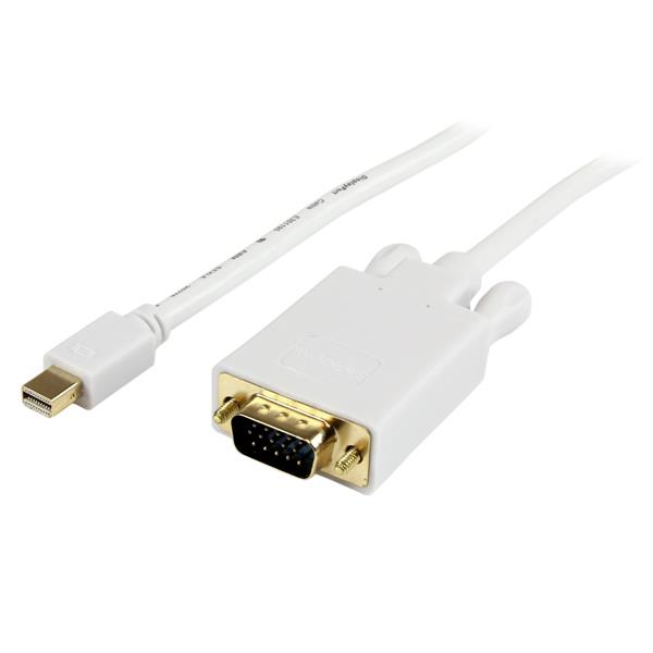 Mini DisplayPort to VGA Adapter Cable 1.8m - mDP to VGA 1920x1200 - White