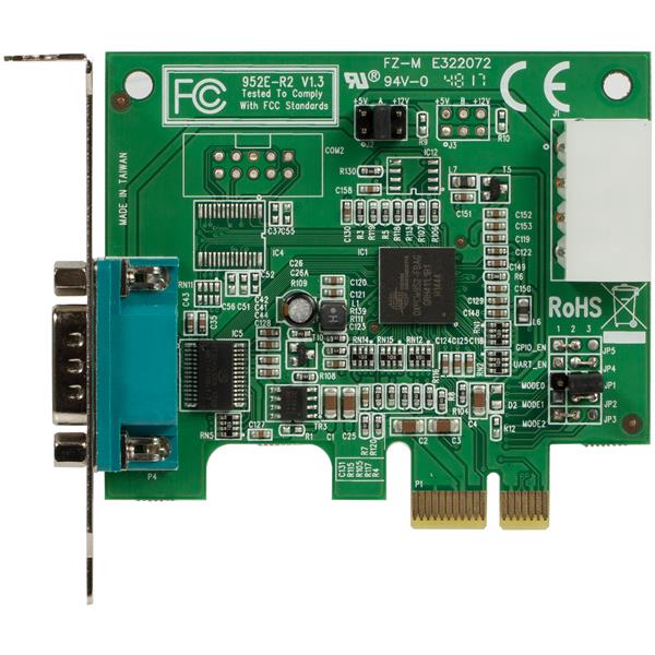 Native low-profile PCI Express serial card with 2 RS-232 ports and 16950 UART