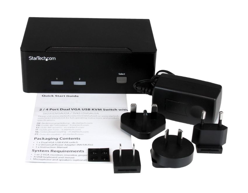 Startech.com SV231DVGAU2A 2 Port VGA KVM Switch - Dual VGA - Hot-key & Audio Support - 1920x1200 KVM Switch - KVM Video Switch (SV231DVGAU2A)