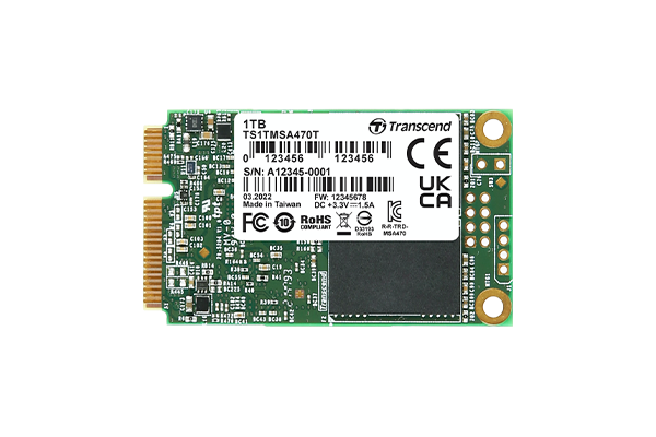 128GB, mSATA SSD, SATA3, 3D TLC BiCS5, PE: 3K, 30u”, wide temp.